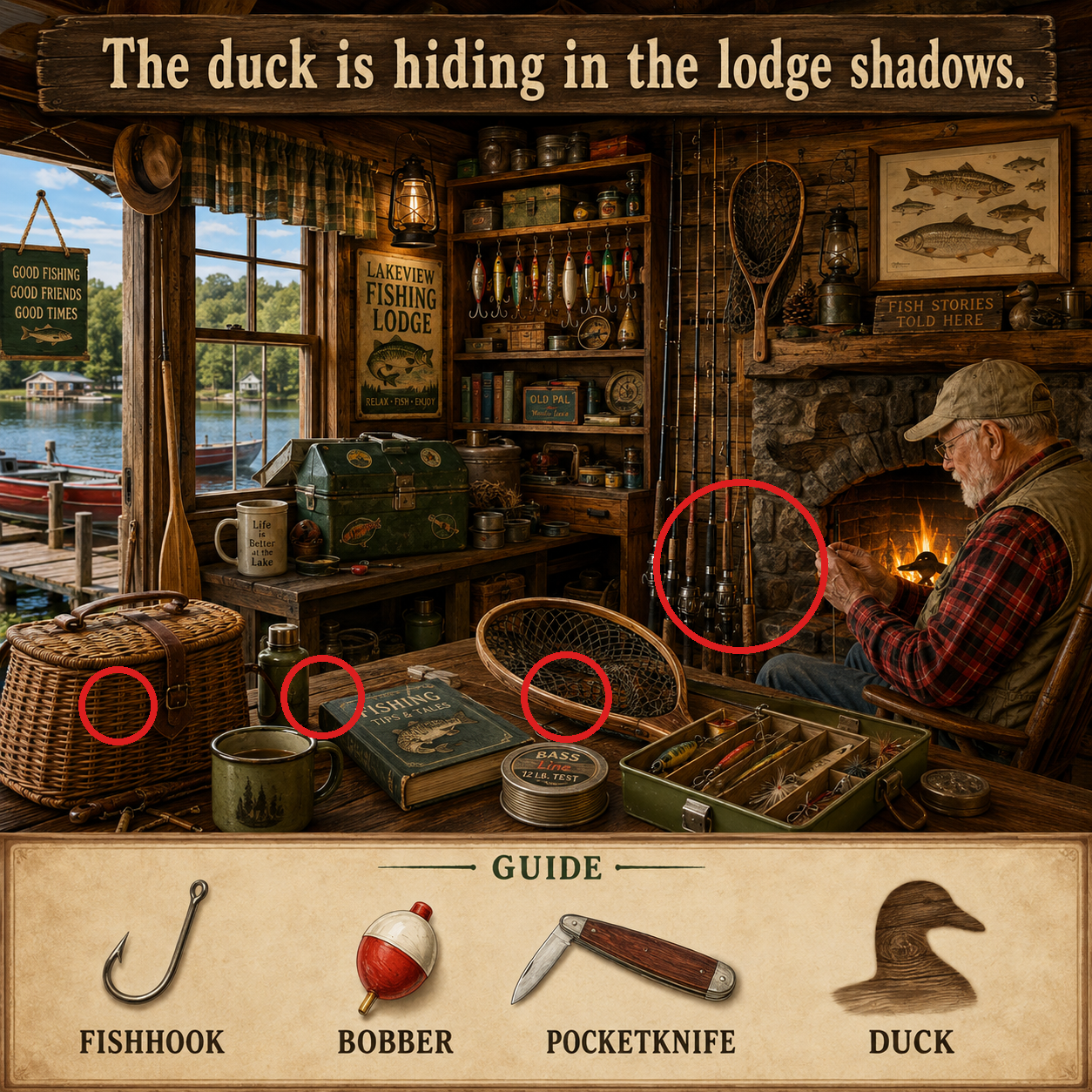 Answer: The Duck in the Fishing Lodge answer image