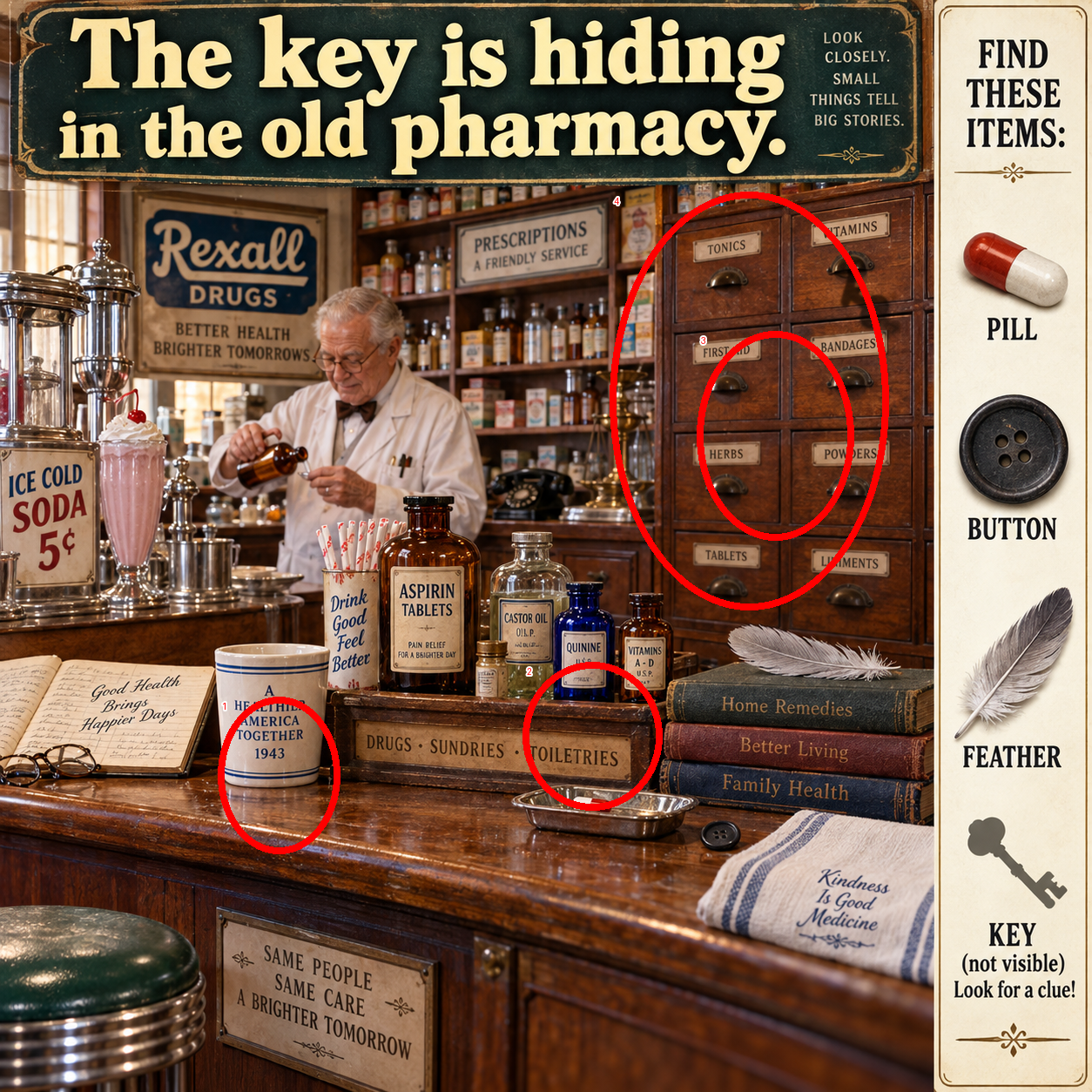 Answer: Hidden Key in the Old Corner Pharmacy answer image