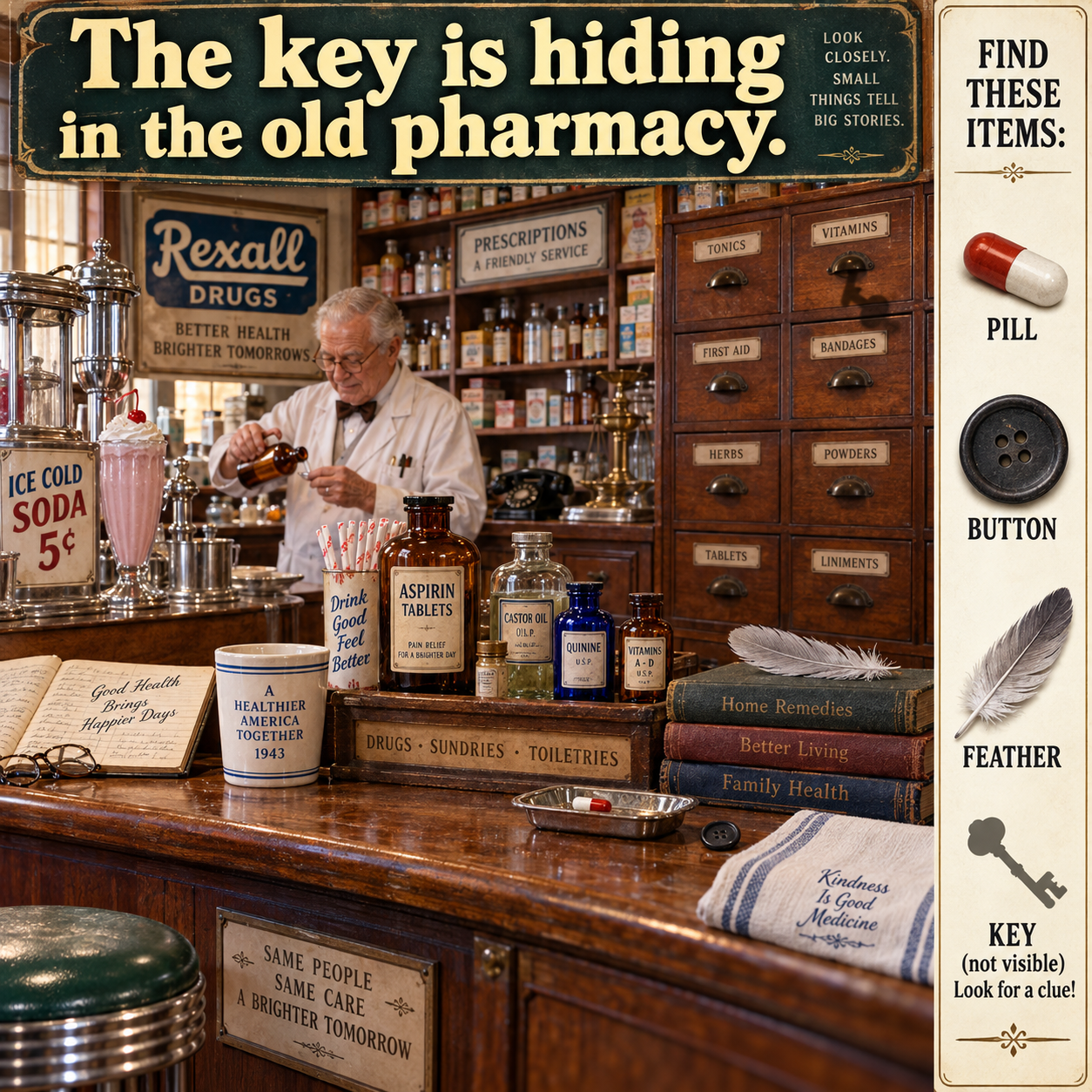 Answer: Hidden Key in the Old Corner Pharmacy