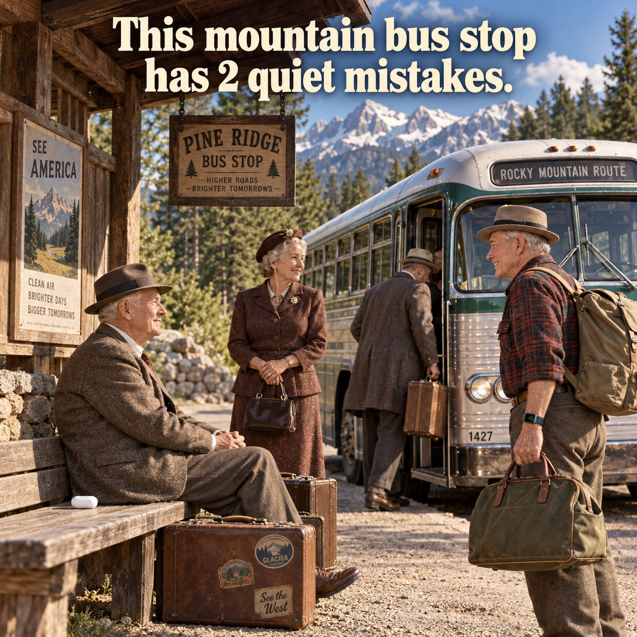 Answer: Two Mistakes at the 1950s Mountain Bus Stop