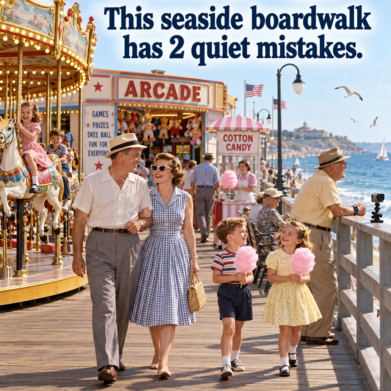 Answer: Two Mistakes on the 1950s Seaside Boardwalk