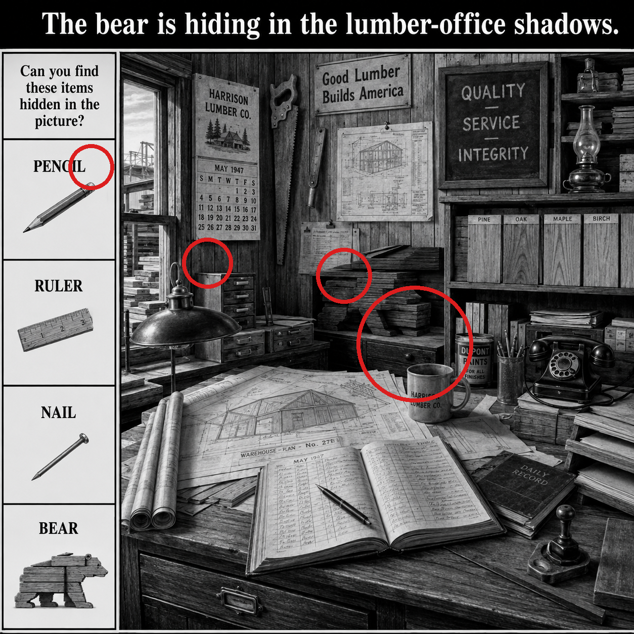 Answer: The Bear in the Lumber Office Puzzle answer image