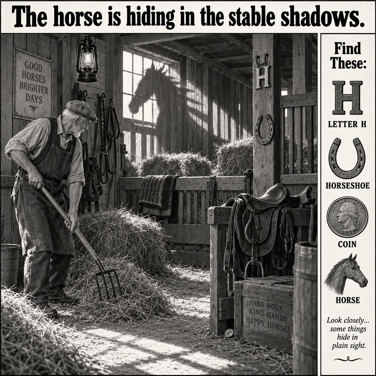 Answer: Hidden Horse in the 1930s Stable