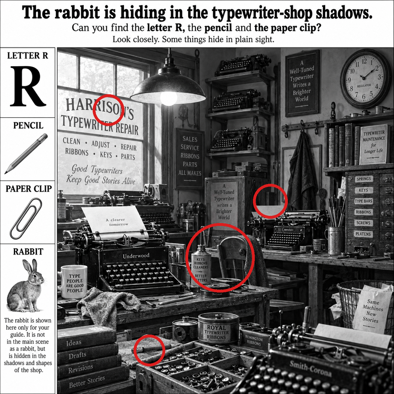 Answer: The Rabbit in the Typewriter Repair Shop answer image