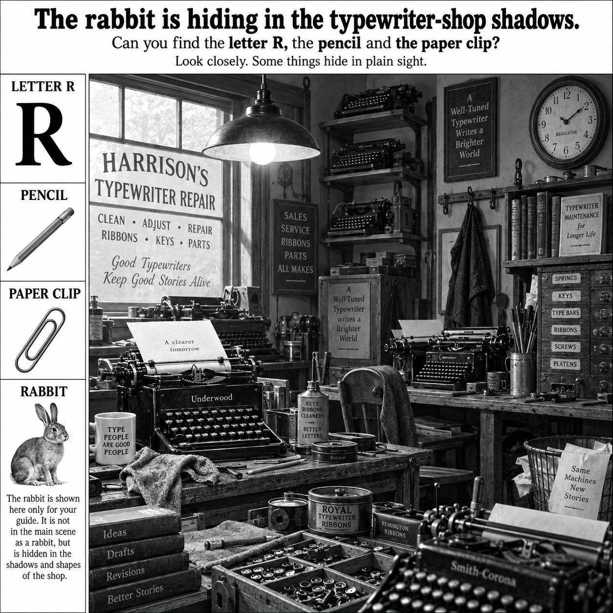 Answer: The Rabbit in the Typewriter Repair Shop