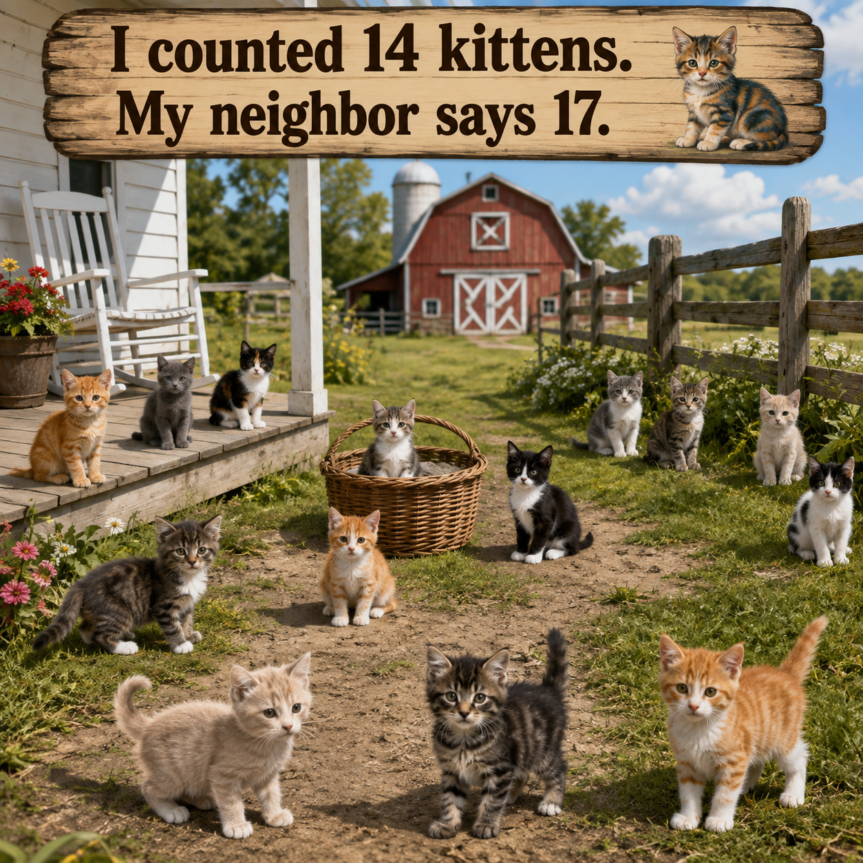 Answer: How Many Kittens Are in the Farmhouse Yard?