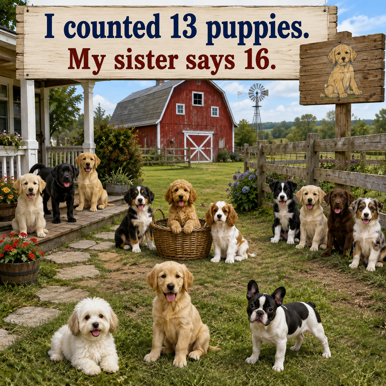 Answer: How Many Puppies Are in the Farmyard?