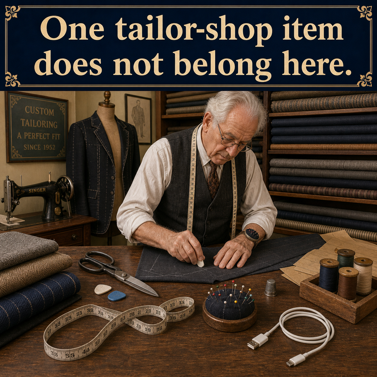 Answer: The Tailor-Shop Item That Does Not Belong