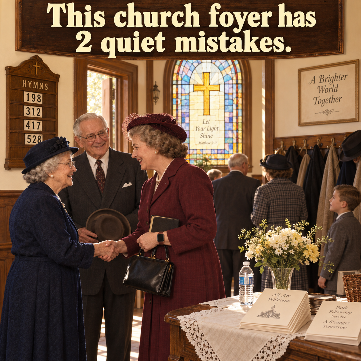 Answer: Two Mistakes in the 1940s Church Foyer