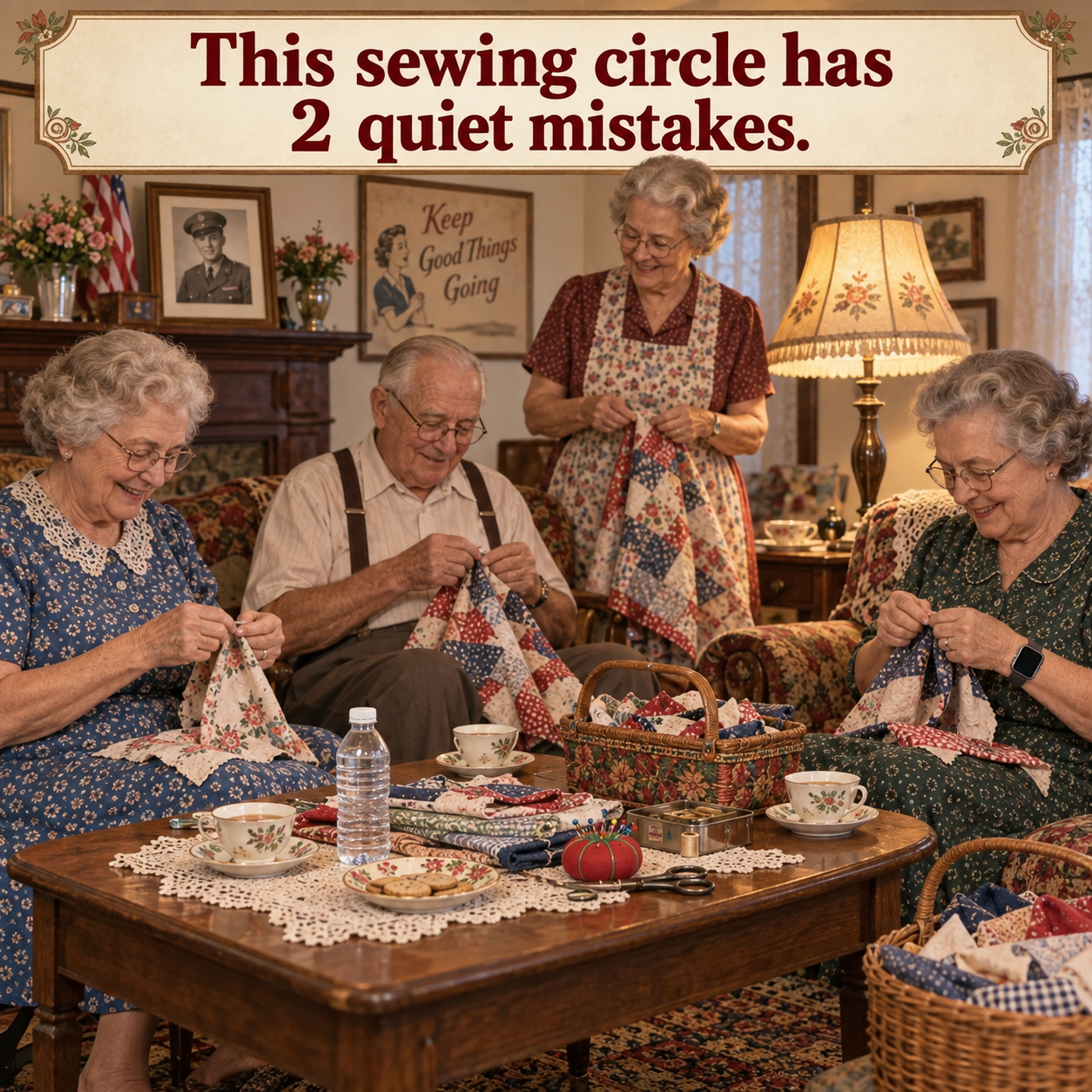 Answer: Two Mistakes in the 1940s Family Sewing Circle