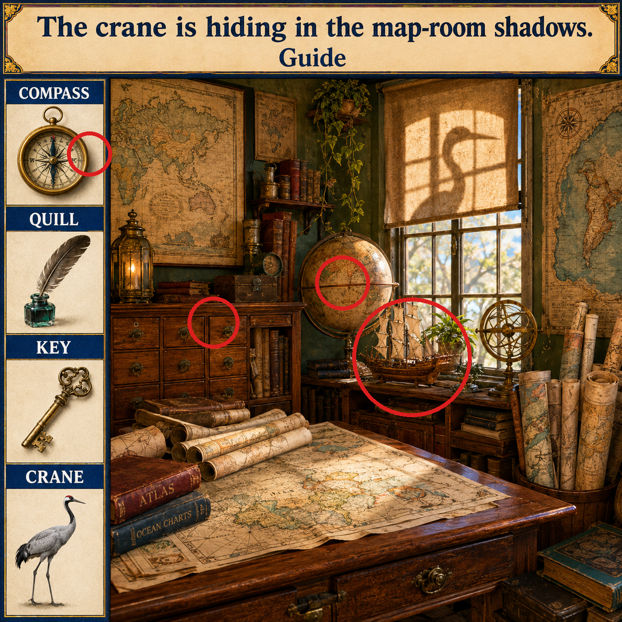 Answer: The Crane in the Antique Map Room answer image