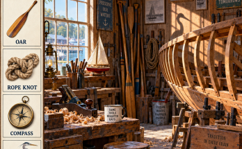 Answer: The Heron in the Vintage Boat Workshop