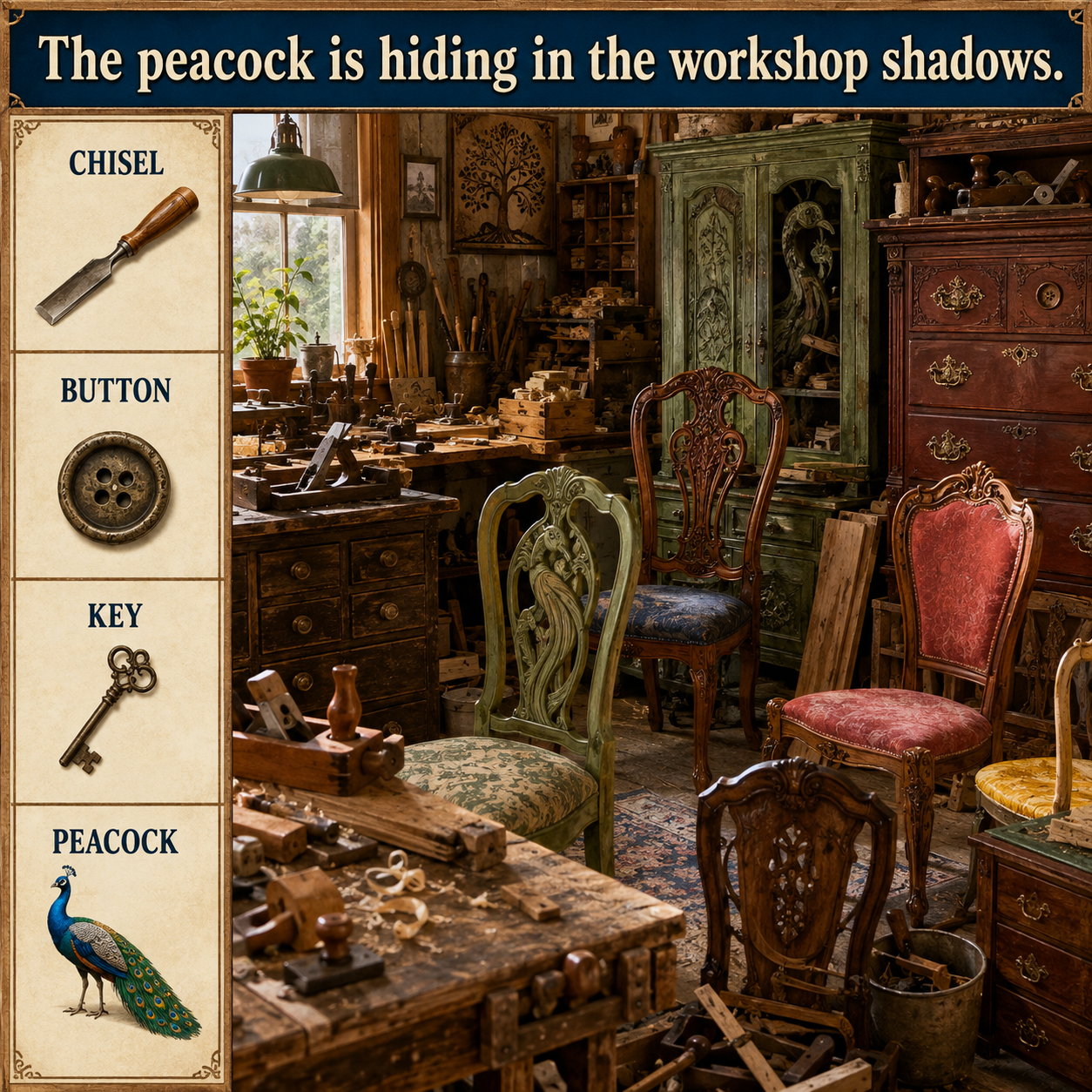 Answer: The Peacock in the Furniture Workshop
