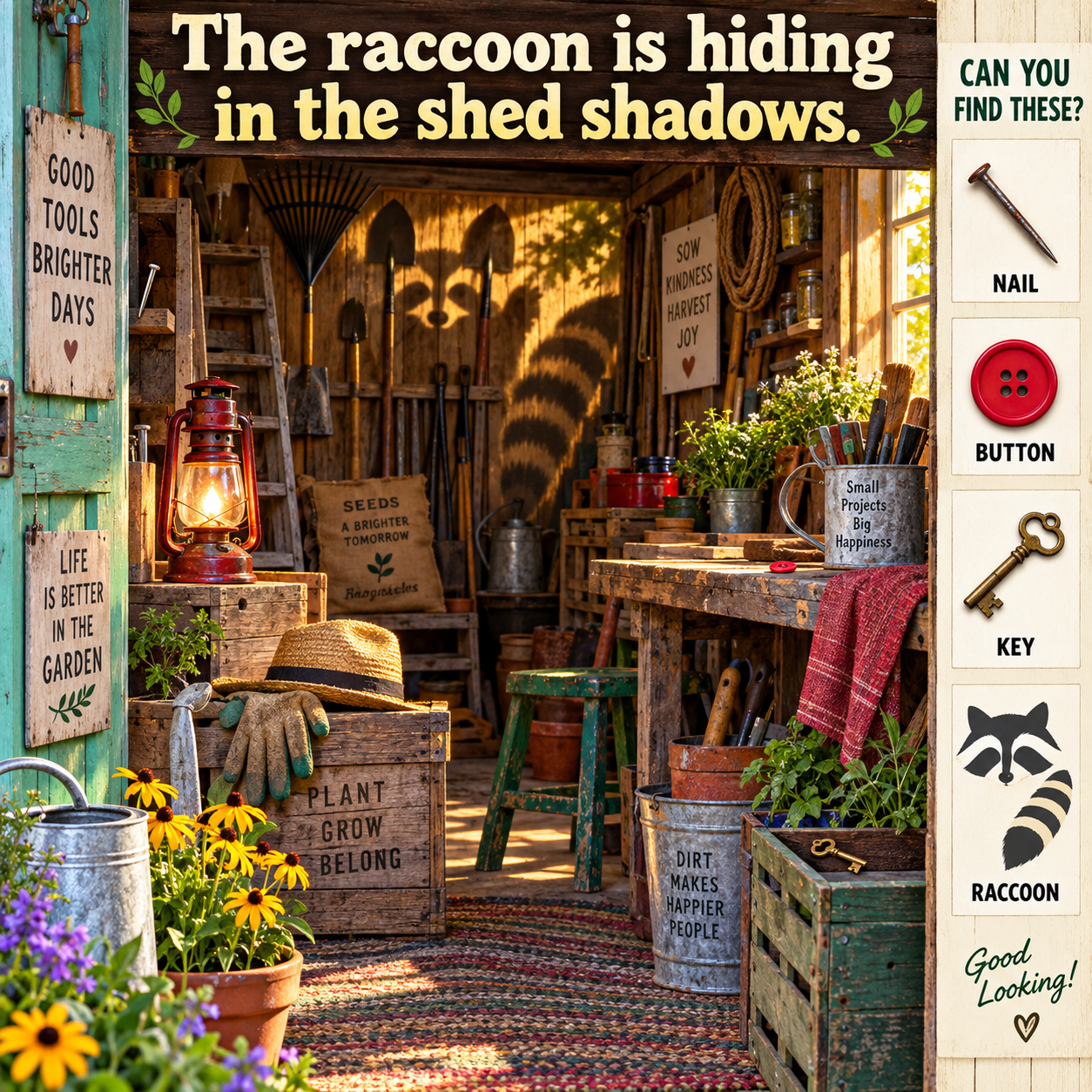 Answer: Hidden Raccoon in the Country Shed