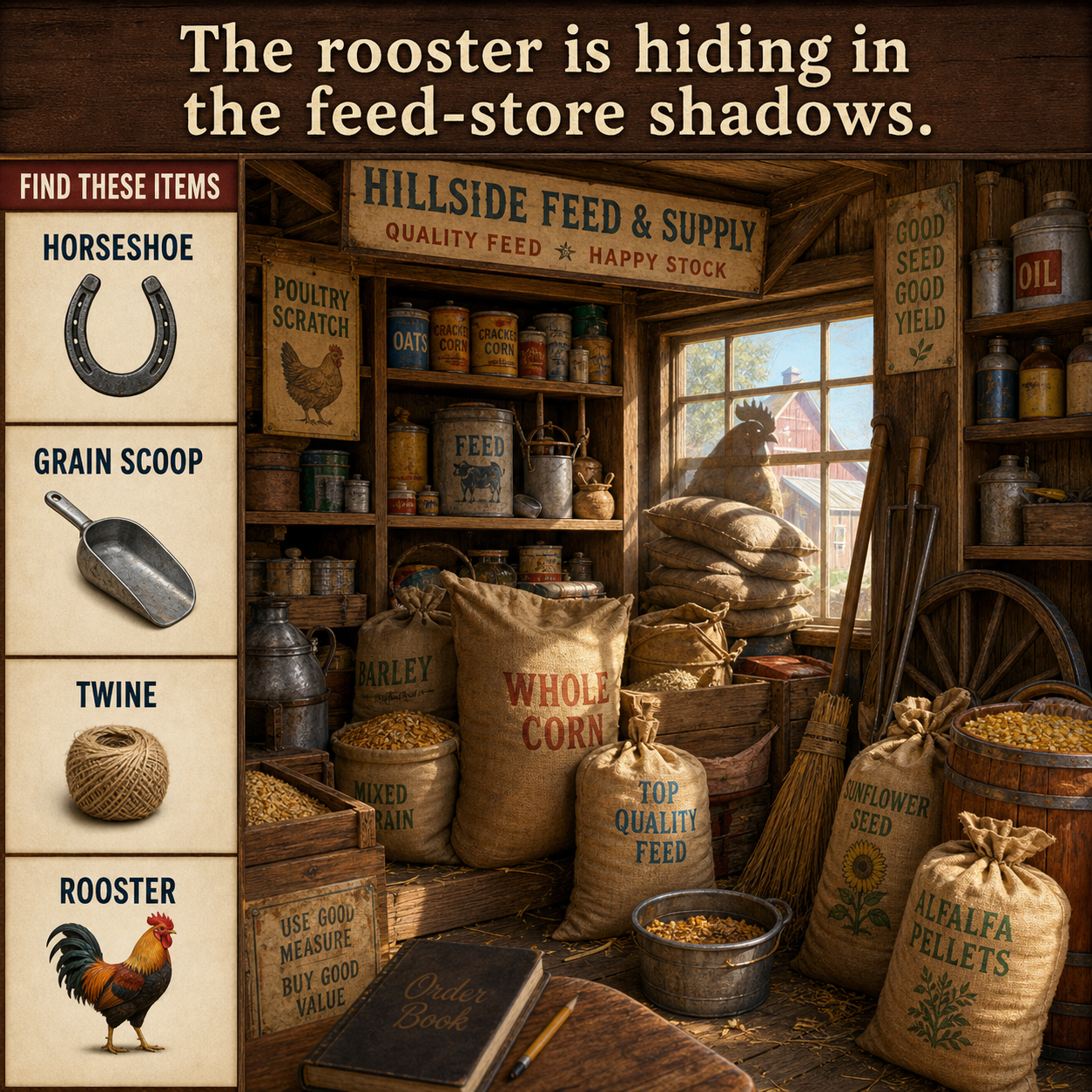 Answer: The Rooster in the Country Feed Store