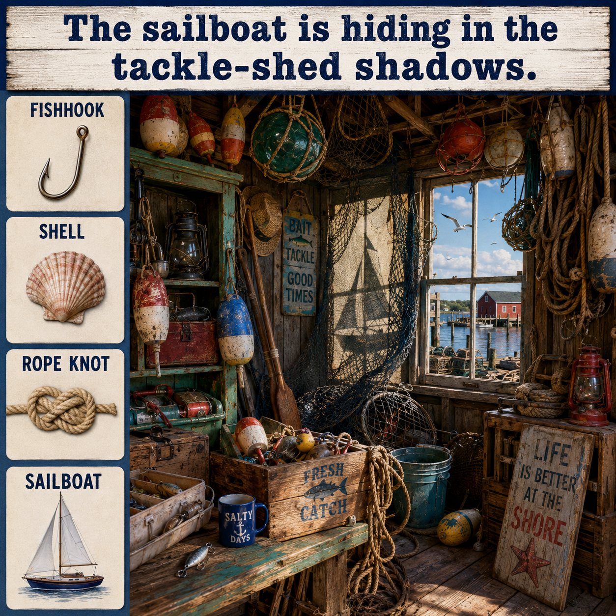 Answer: The Sailboat in the Tackle Shed