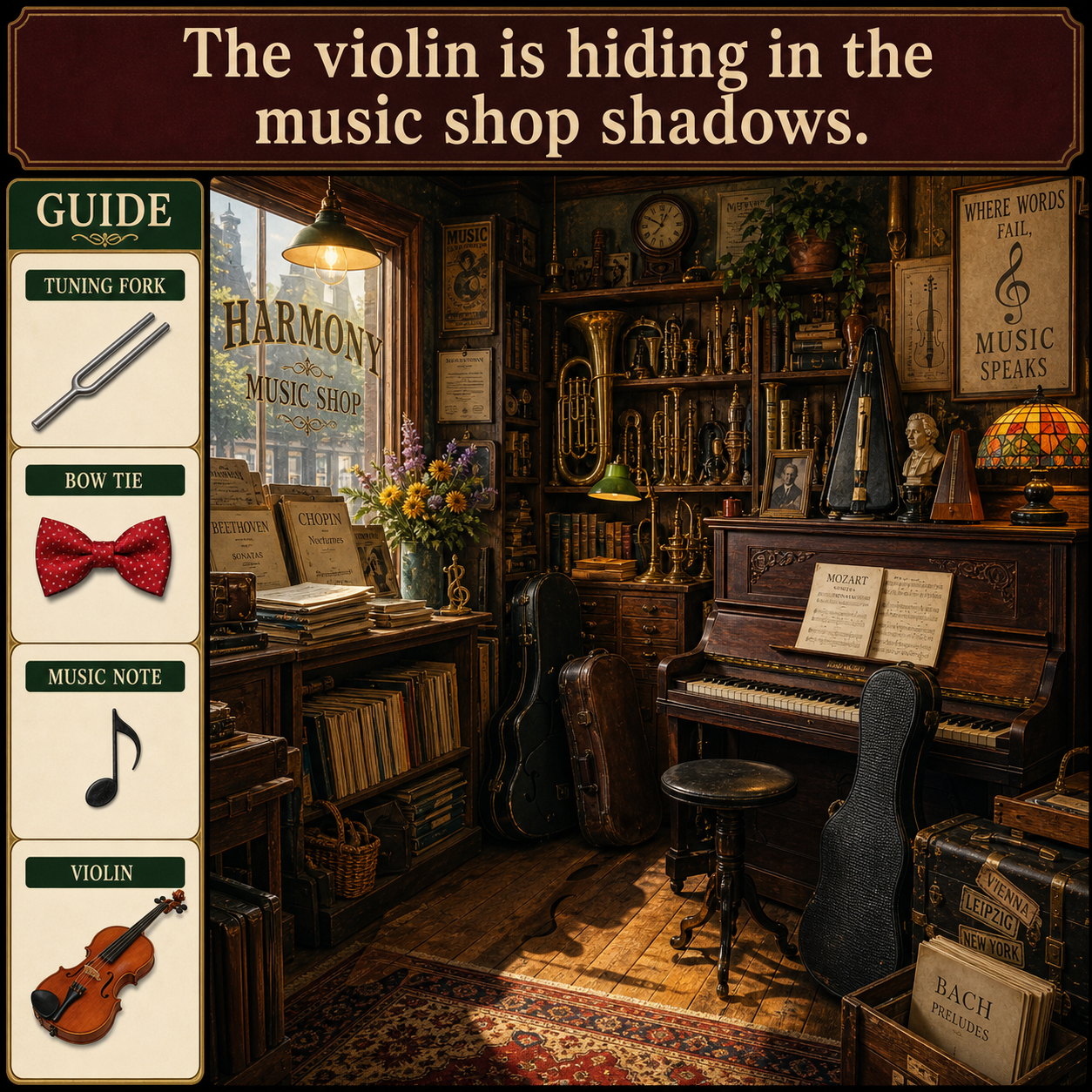 Answer: The Violin in the Old Music Shop